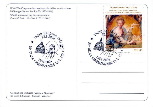 Cartolina cinquantenario canonizzazione 2004 retro