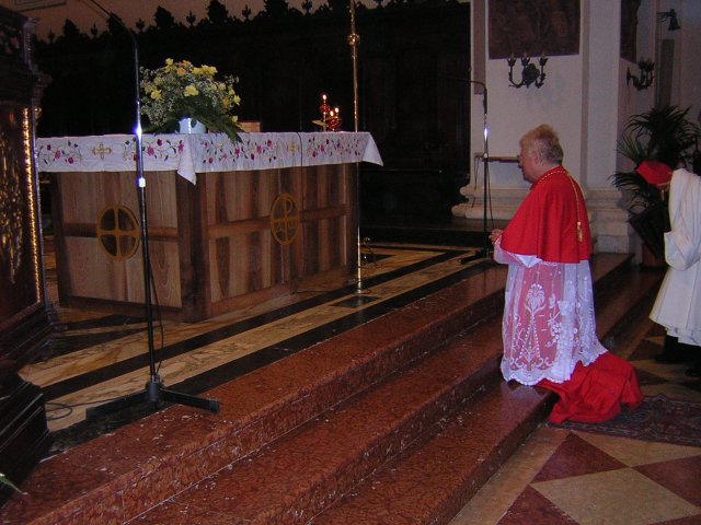 Il Patriarca davanti l'altare
