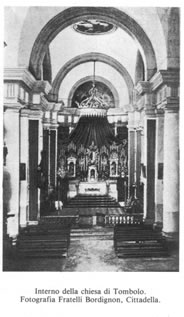 Interno della chiesa di Tombolo. Fotografia Fratelli Bordignon, Cittadella